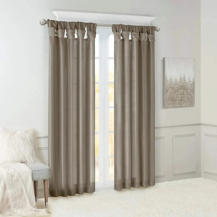Twist Tab Lined Window Curtain Panel Pewter 50x84' Default -DTYStore