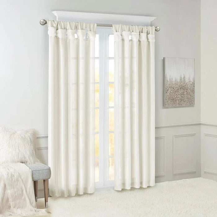 Twist Tab Lined Window Curtain Panel White 50x108' Default -DTYStore