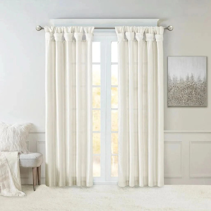 Twist Tab Lined Window Curtain Panel White 50x120' - DTY Store