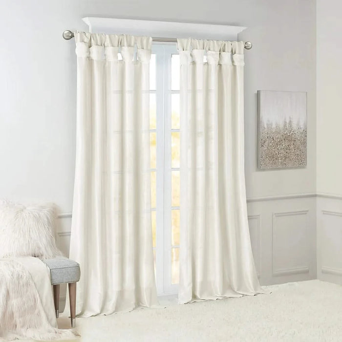Twist Tab Lined Window Curtain Panel White 50x84' Default -DTYStore