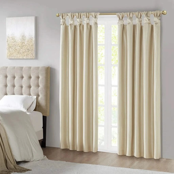 Twist Tab Total Blackout Window Curtain Panel Champagne 50x84' Blackout Default -DTYStore