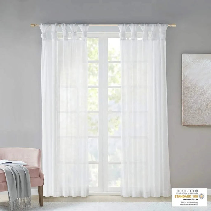 Twist Tab Voile Sheer Window Pair Default -DTYStore