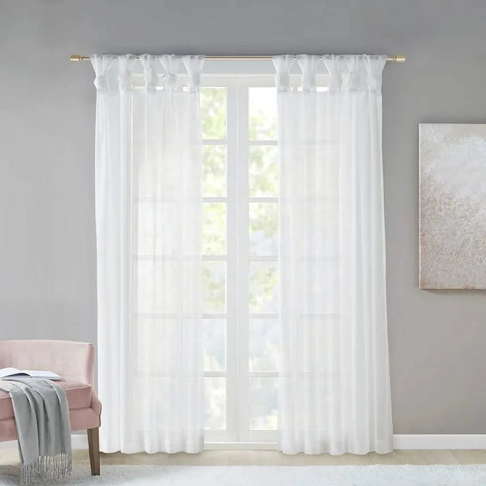 Twist Tab Voile Sheer Window Pair Default -DTYStore
