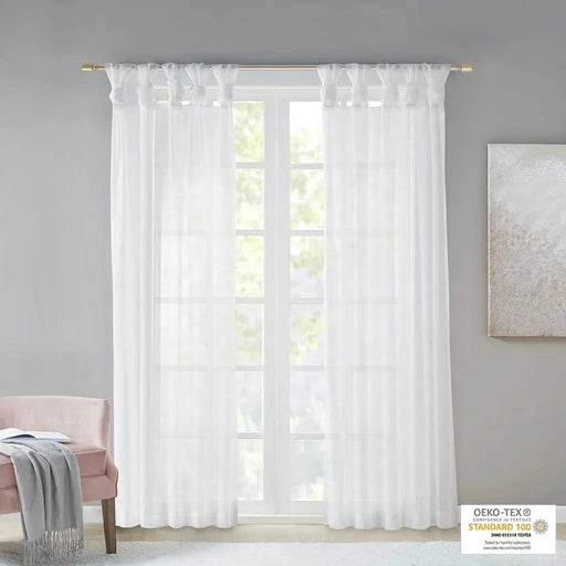 Twist Tab Voile Sheer Window Pair Default -DTYStore