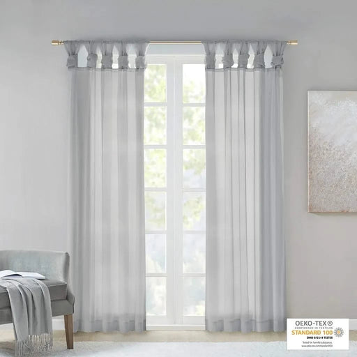 Twist Tab Voile Sheer Window Pair Default -DTYStore
