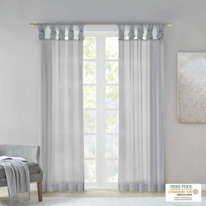 Twist Tab Voile Sheer Window Pair Default -DTYStore