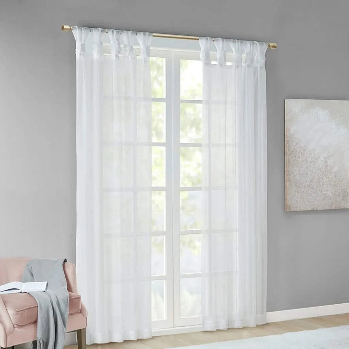 Twist Tab Voile Sheer Window Pair Default -DTYStore
