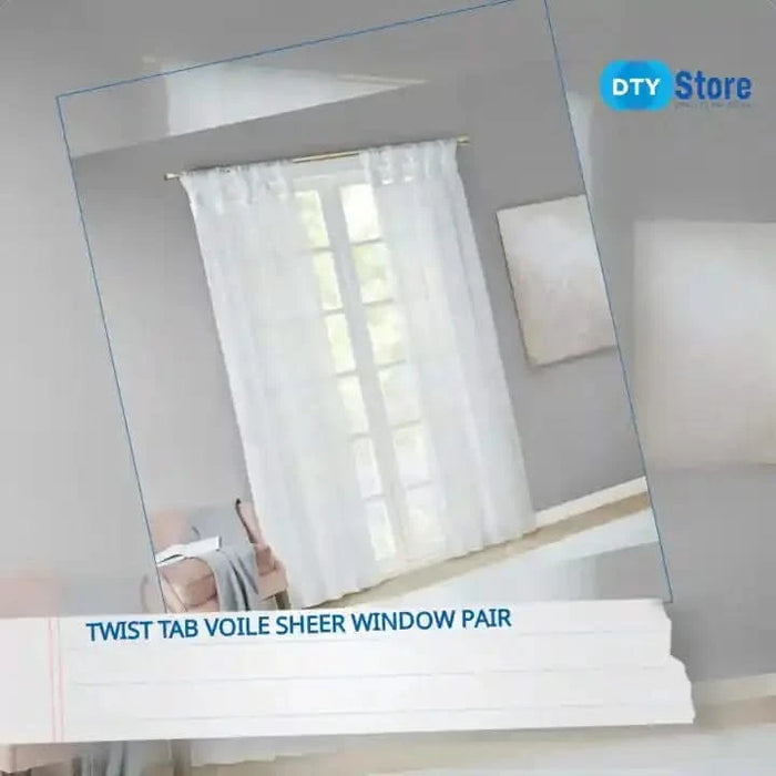 Twist Tab Voile Sheer Window Pair -DTYStore