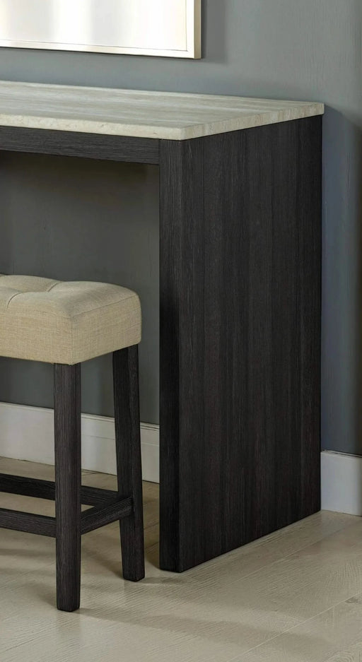 Two-Tone Design Transitional Black 3pc Dining Set Table 2x Stools Tufted Beige Seats Dining Room Default -DTYStore