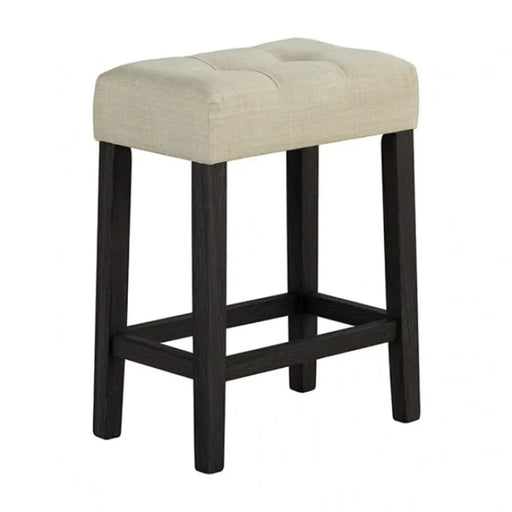 Two-Tone Design Transitional Black 3pc Dining Set Table 2x Stools Tufted Beige Seats Dining Room Default -DTYStore