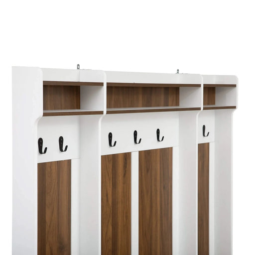 U-Can 5-in-1 Entryway Bench with Coat Rack, 7 Sturdy Hooks, 2 Spacious Drawers and Adjustable Shelves, 58.8'' Wide Hall Tree with Metal Handles for Hallway, Entryway, Living Room Default -DTYStore