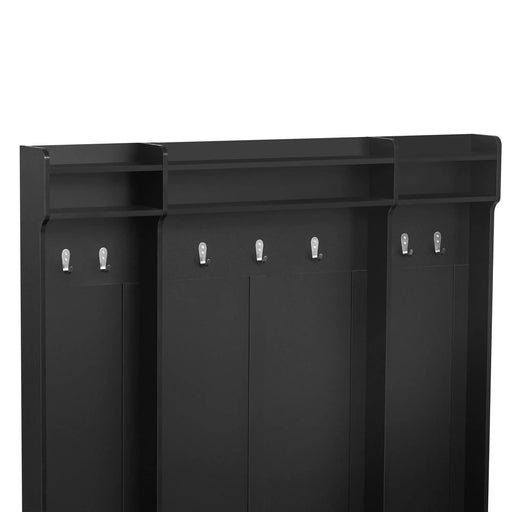 U-Can 5-in-1 Entryway Bench with Coat Rack, 7 Sturdy Hooks, 2 Spacious Drawers and Adjustable Shelves, 58.8'' Wide Hall Tree with Metal Handles for Hallway, Entryway, Living Room Default -DTYStore