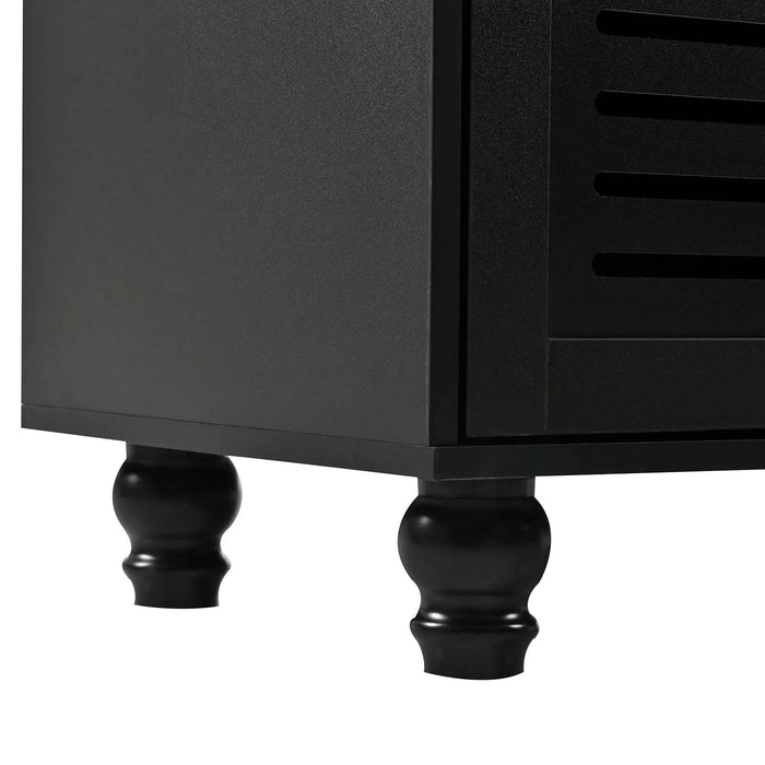 U-Can 5-in-1 Entryway Bench with Shutter-shaped doors, Coat Rack, Cushion and 4 Sturdy Hooks, 47.2'' Wide Hall Tree with Storage Bench for Hallway, Entryway, Living Room Default -DTYStore