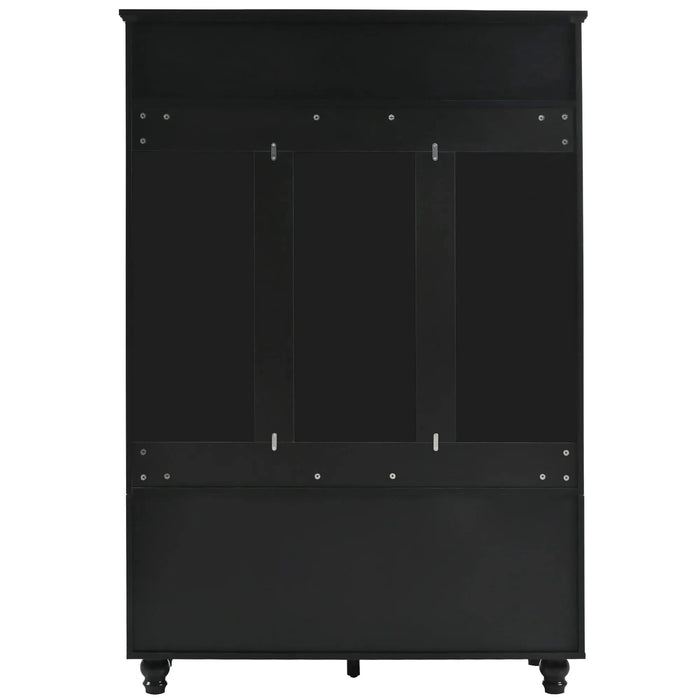 U-Can 5-in-1 Entryway Bench with Shutter-shaped doors, Coat Rack, Cushion and 4 Sturdy Hooks, 47.2'' Wide Hall Tree with Storage Bench for Hallway, Entryway, Living Room Default -DTYStore