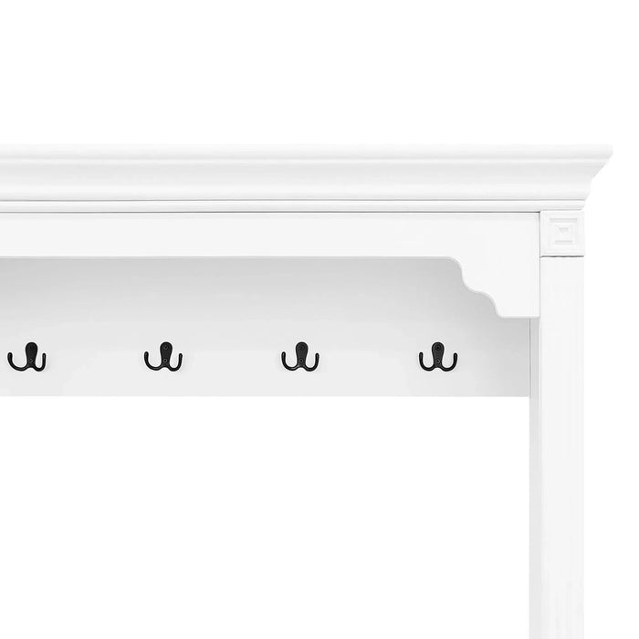 U-Can 54.7'' Hall Tree with Integrated Shoe Cabinet and Mirrored Cabinet Door, Coat Hanger, Entryway Bench, 4-in-1 Design, 2 Flip Drawers, 4 Hooks and 2 Cabinets for Entrance,Living Room Default -DTYStore