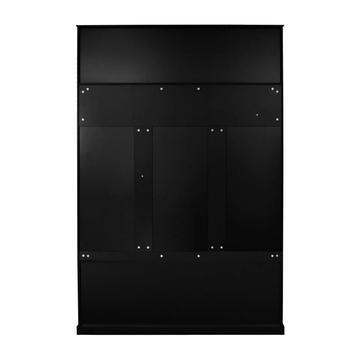 U-Can 57'' Hall Tree with 6 Hooks, Coat Hanger, Entryway Bench, 3-in-1 Design, A Spacious Drawer for Entrance,Living Room Default -DTYStore