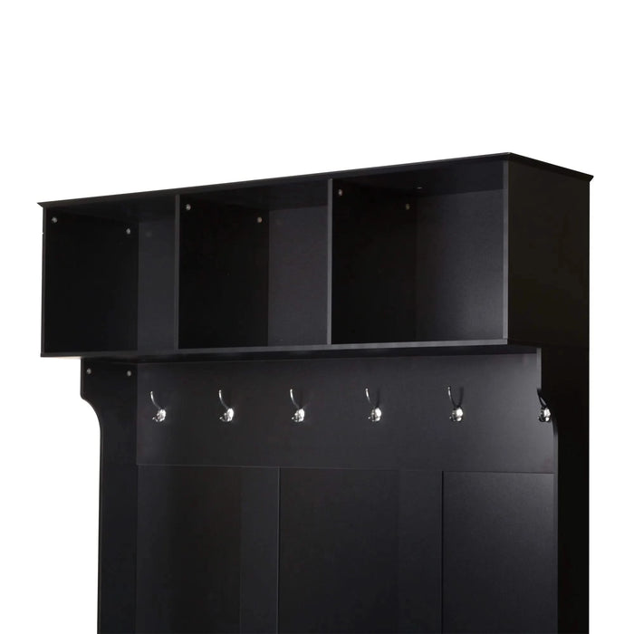 U-Can 57'' Hall Tree with 6 Hooks, Coat Hanger, Entryway Bench, 3-in-1 Design, A Spacious Drawer for Entrance,Living Room Default -DTYStore