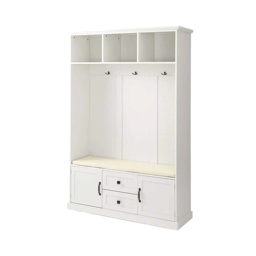 U-Can Hall Tree with 3 Hooks , Coat Hanger, Entryway Bench, Storage Bench, 3-in-1 Design, 47.2INCH, for Entrance, Hallway (White) Default -DTYStore