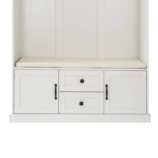 U-Can Hall Tree with 3 Hooks , Coat Hanger, Entryway Bench, Storage Bench, 3-in-1 Design, 47.2INCH, for Entrance, Hallway (White) Default -DTYStore