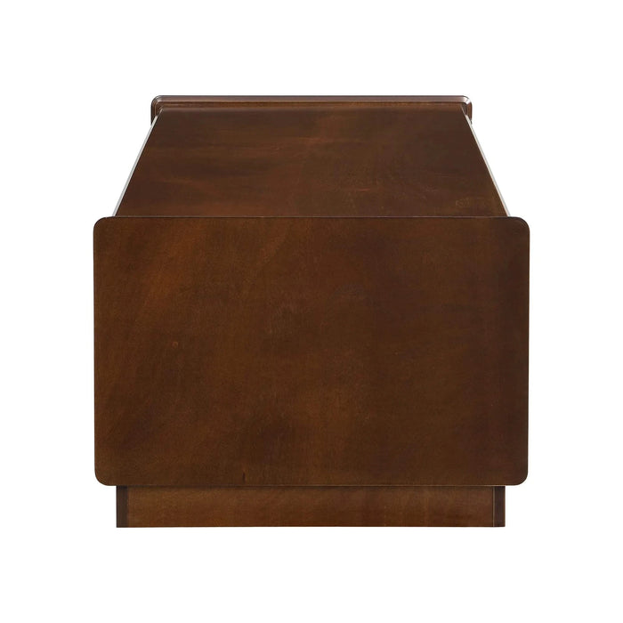 U-Can Modern Rectangle Coffee Table with 4 Drawers and 2 Display Shelves, 47.2' Wood Coffee Table with Fluted Style, Tempered Glass for Living Room Default -DTYStore