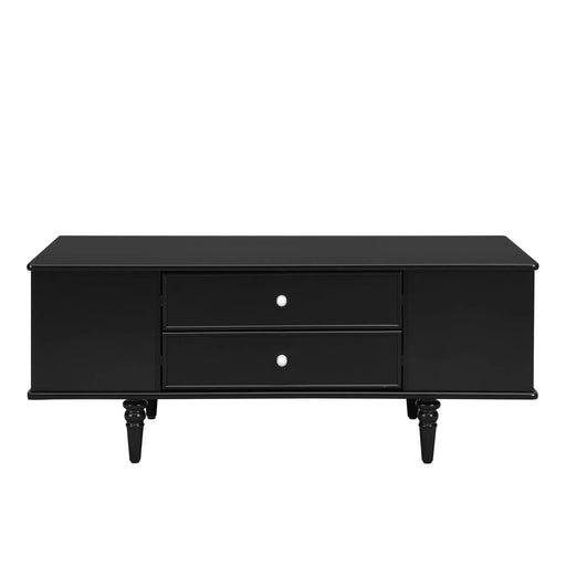 U-Can Modern Rectangle Coffee Table with Four Drawers, Two Side Hidden Storage Compartments, 47.2' Wood Coffee Table with Metal Handles and Four Solid Wood Legs for Living Room Default -DTYStore