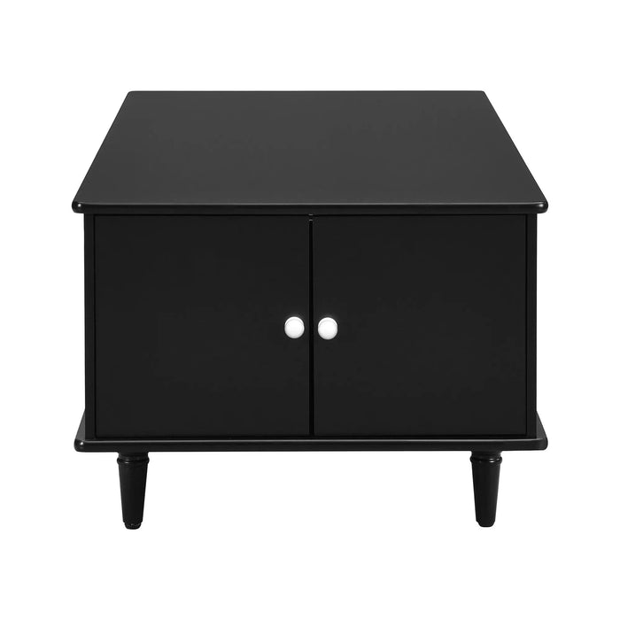 U-Can Modern Rectangle Coffee Table with Four Drawers, Two Side Hidden Storage Compartments, 47.2' Wood Coffee Table with Metal Handles and Four Solid Wood Legs for Living Room Default -DTYStore