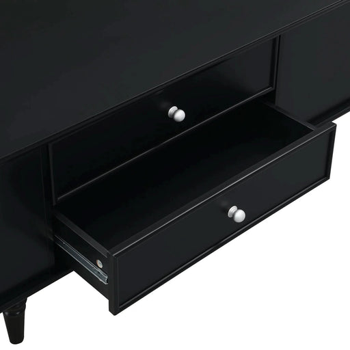 U-Can Modern Rectangle Coffee Table with Four Drawers, Two Side Hidden Storage Compartments, 47.2' Wood Coffee Table with Metal Handles and Four Solid Wood Legs for Living Room Default -DTYStore