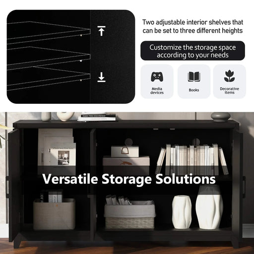 U-Can TV Stand for TVs up to 65 Inches, Modern Entertainment Center Media Console Cabinet with 2 Spacious Storage Space, Solid Wood Legs for Living room Default -DTYStore