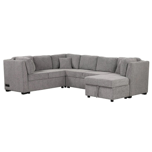 U-shaped Sectional Sofa Pull out Sofa Bed with USB Ports, Power Sockets, Storage Chaise, Light Gray Chenille, 108.6' Default -DTYStore