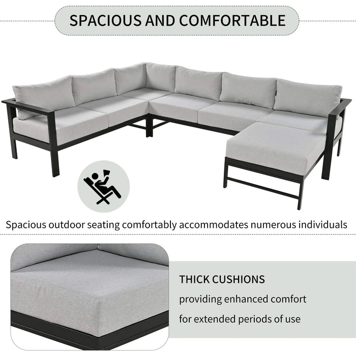 U-shaped multi-person outdoor sofa set, suitable for gardens, backyards, and balconies. Default -DTYStore