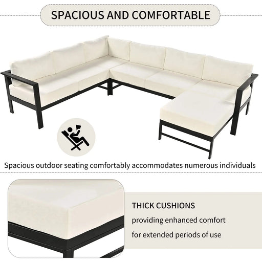 U-shaped multi-person outdoor sofa set, suitable for gardens, backyards, and balconies. Default -DTYStore