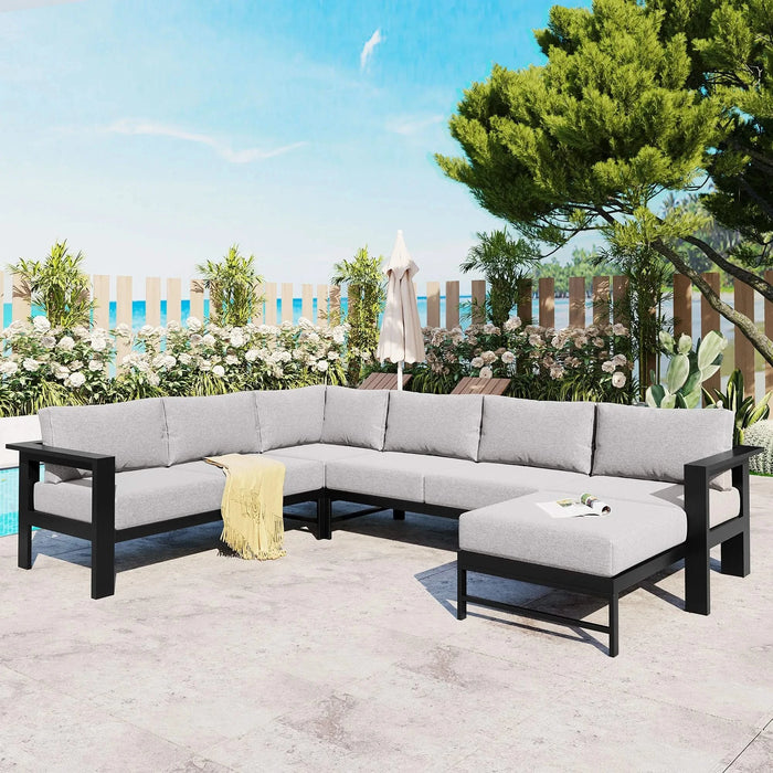 U-shaped multi-person outdoor sofa set, suitable for gardens, backyards, and balconies. Default -DTYStore