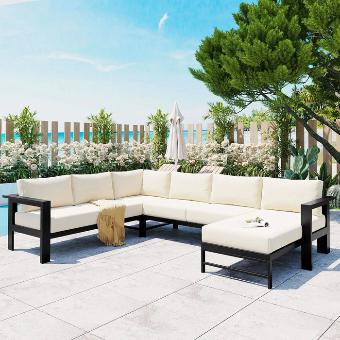 U-shaped multi-person outdoor sofa set, suitable for gardens, backyards, and balconies. Default -DTYStore