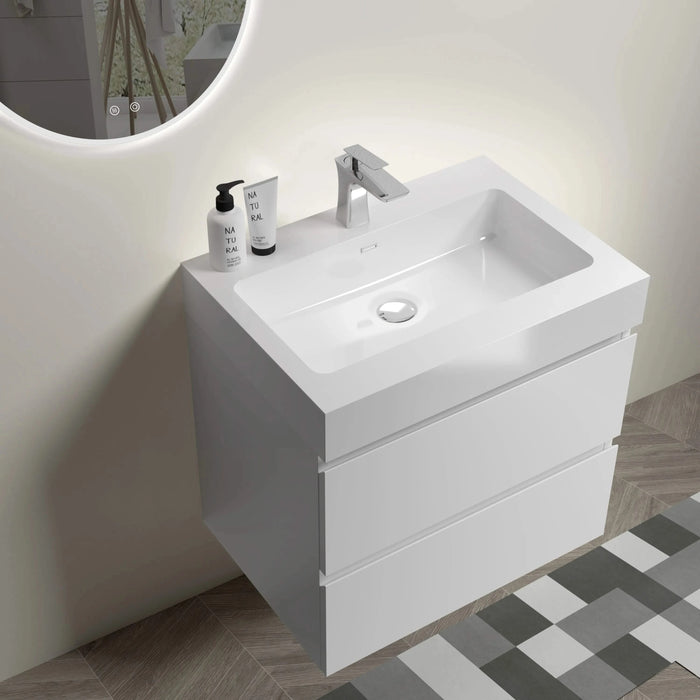 U005-Alice24-201 Alice 24' White Bathroom Vanity with Sink, Large Storage Wall Mounted Floating Bathroom Vanity for Modern Bathroom, One-Piece Sink Basin without Drain and Faucet, Pre-assembled Default -DTYStore