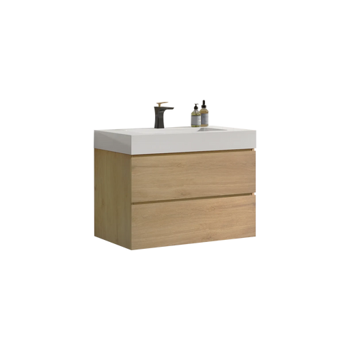 U041-Alice30-106 Alice 30' Natural Oak Bathroom Vanity with Sink, Large Storage Wall Mounted Floating Bathroom Vanity for Modern Bathroom, Pre-assembled Default -DTYStore