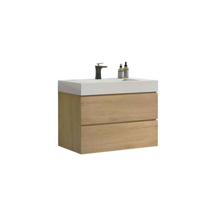 U041-Alice30-106 Alice 30' Natural Oak Bathroom Vanity with Sink, Large Storage Wall Mounted Floating Bathroom Vanity for Modern Bathroom, Pre-assembled Default -DTYStore