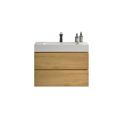 U041-Alice30-106 Alice 30' Natural Oak Bathroom Vanity with Sink, Large Storage Wall Mounted Floating Bathroom Vanity for Modern Bathroom, Pre-assembled Default -DTYStore