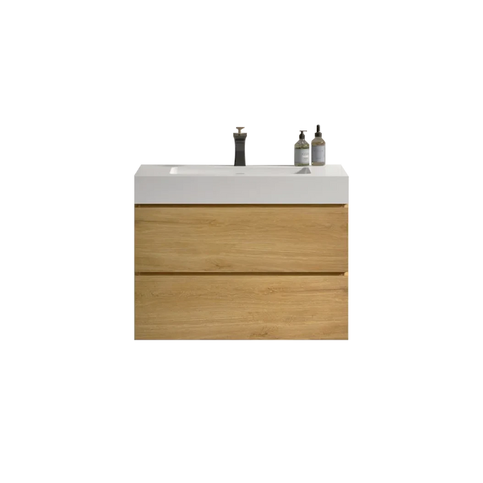 U041-Alice30-106 Alice 30' Natural Oak Bathroom Vanity with Sink, Large Storage Wall Mounted Floating Bathroom Vanity for Modern Bathroom, Pre-assembled Default -DTYStore