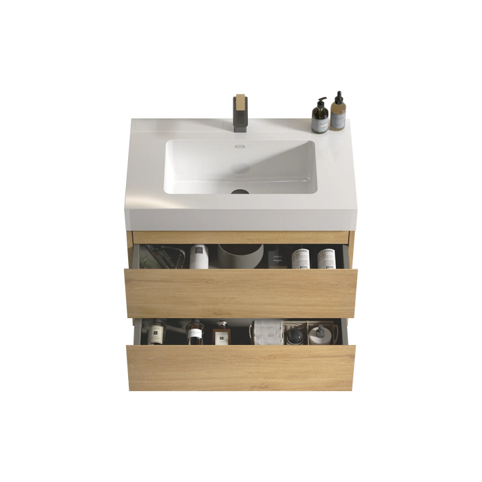 U041-Alice30-106 Alice 30' Natural Oak Bathroom Vanity with Sink, Large Storage Wall Mounted Floating Bathroom Vanity for Modern Bathroom, Pre-assembled Default -DTYStore