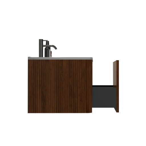 U046-Etna24W-305 Etna 24' Striped Walnut Bathroom Vanity with White Ceramic Sink, Wall Mounted Floating Bathroom Vanity for Modern Bathroom, Pre-assembled Default -DTYStore