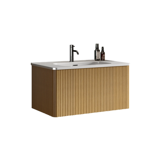 U049-Etna30W-306 Etna 30' Striped Natural Oak Bathroom Vanity with White Ceramic Sink, Wall Mounted Floating Bathroom Vanity for Modern Bathroom, One-Piece White Basin without Drain, Pre-assembled Default -DTYStore