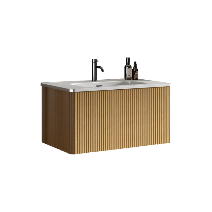U049-Etna30W-306 Etna 30' Striped Natural Oak Bathroom Vanity with White Ceramic Sink, Wall Mounted Floating Bathroom Vanity for Modern Bathroom, One-Piece White Basin without Drain, Pre-assembled Default -DTYStore