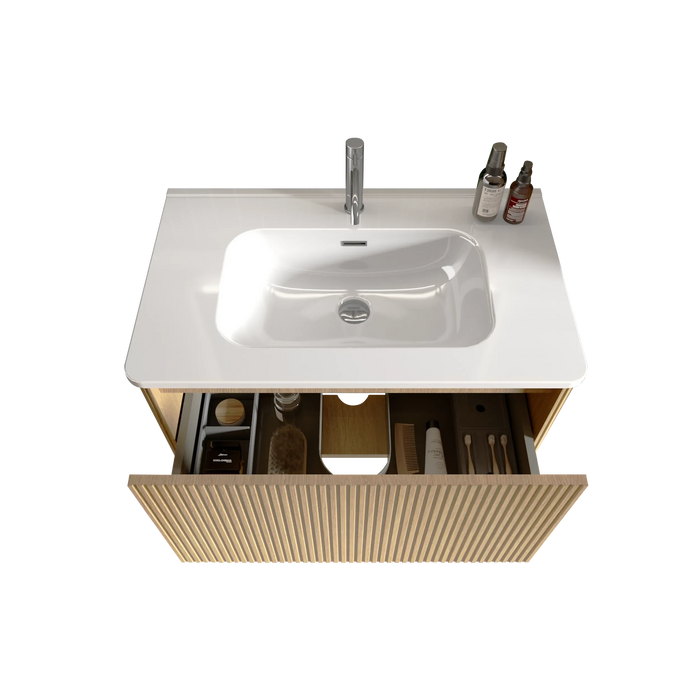 U049-Etna30W-306 Etna 30' Striped Natural Oak Bathroom Vanity with White Ceramic Sink, Wall Mounted Floating Bathroom Vanity for Modern Bathroom, One-Piece White Basin without Drain, Pre-assembled Default -DTYStore