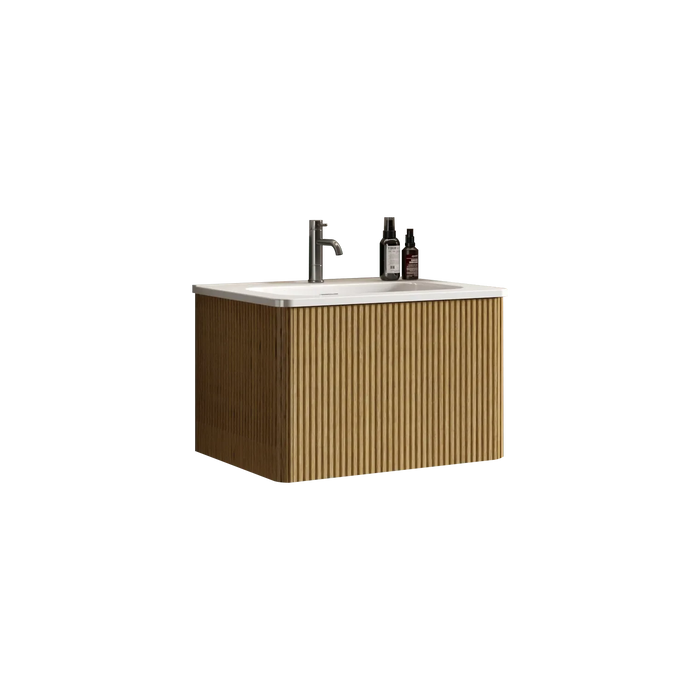 U055-Etna24W-306 Etna 24' Striped Natural Oak Bathroom Vanity with White Ceramic Sink, Wall Mounted Floating Bathroom Vanity for Modern Bathroom, Pre-assembled Default -DTYStore