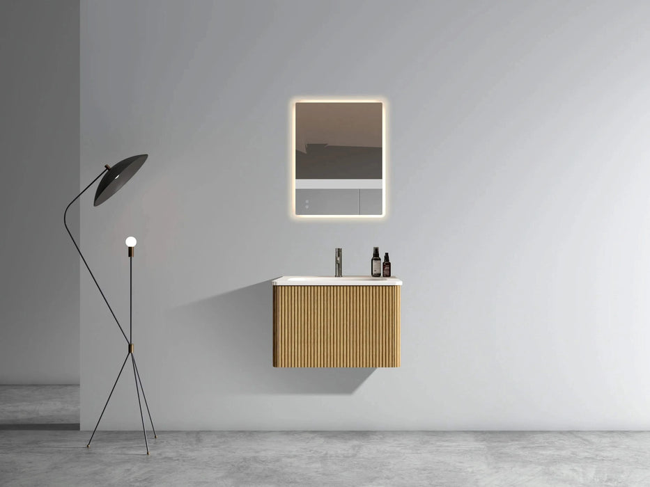 U055-Etna24W-306 Etna 24' Striped Natural Oak Bathroom Vanity with White Ceramic Sink, Wall Mounted Floating Bathroom Vanity for Modern Bathroom, Pre-assembled Default -DTYStore