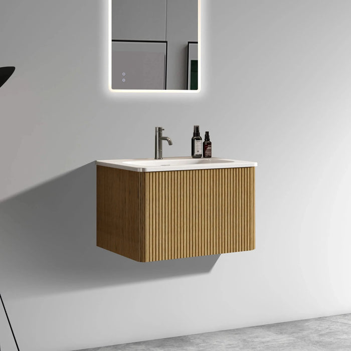 U055-Etna24W-306 Etna 24' Striped Natural Oak Bathroom Vanity with White Ceramic Sink, Wall Mounted Floating Bathroom Vanity for Modern Bathroom, Pre-assembled Default -DTYStore