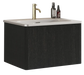 U056-Etna24W-308 Etna 24' Striped Brushed Black Oak Floating Bathroom Vanity with White Ceramic Sink, Bathroom Vanity for Modern Bathroom, One-Piece White Sink Basin without Drain, Pre-assembled Default -DTYStore