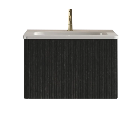 U056-Etna24W-308 Etna 24' Striped Brushed Black Oak Floating Bathroom Vanity with White Ceramic Sink, Bathroom Vanity for Modern Bathroom, One-Piece White Sink Basin without Drain, Pre-assembled Default -DTYStore