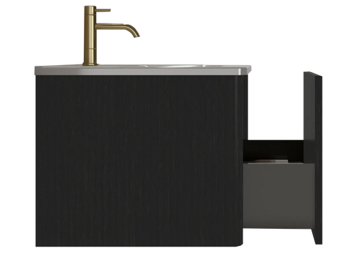 U057-Etna30W-308 Etna 30' Striped Brushed Black Oak Floating Bathroom Vanity with White Ceramic Sink, Bathroom Vanity for Modern Bathroom, One-Piece White Basin without Drain, Pre-assembled Default -DTYStore