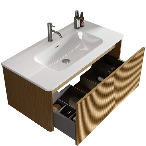 U088-Etna36W-306 Etna 36'Striped Natural Oak Bathroom Vanity with White Ceramic Sink, Wall Mounted Floating Bathroom Vanity for Modern Bathroom, One-Piece White Basin without Drain, Pre-assembled Default -DTYStore